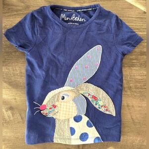 Mini Boden Girl's 2018 Bunny Rabbit Applique Top Size 5-6Y